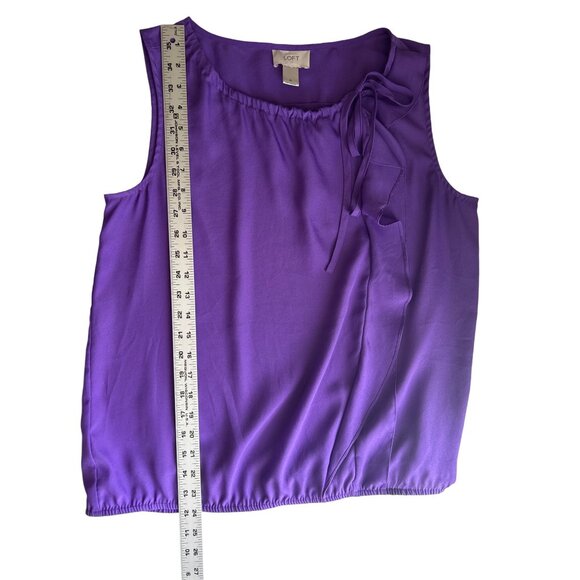 Loft Womens Purple Sleeveless Blouse  Ruffle Detail Size Medium Office Dressy - Picture 7 of 7